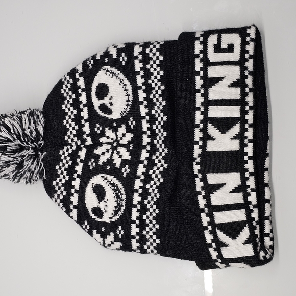 The Nightmare Before Christmas Pumpkin King Fair Isle Watchman Pom Beanie - Picture 2 of 5